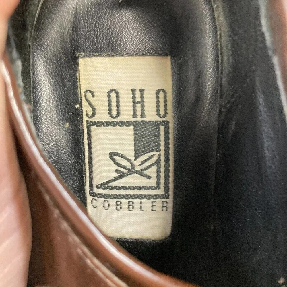 Soho Cobbler Loafers Womens Sz 6 Brown Leather Chunky Heel Loafers Vintage‎